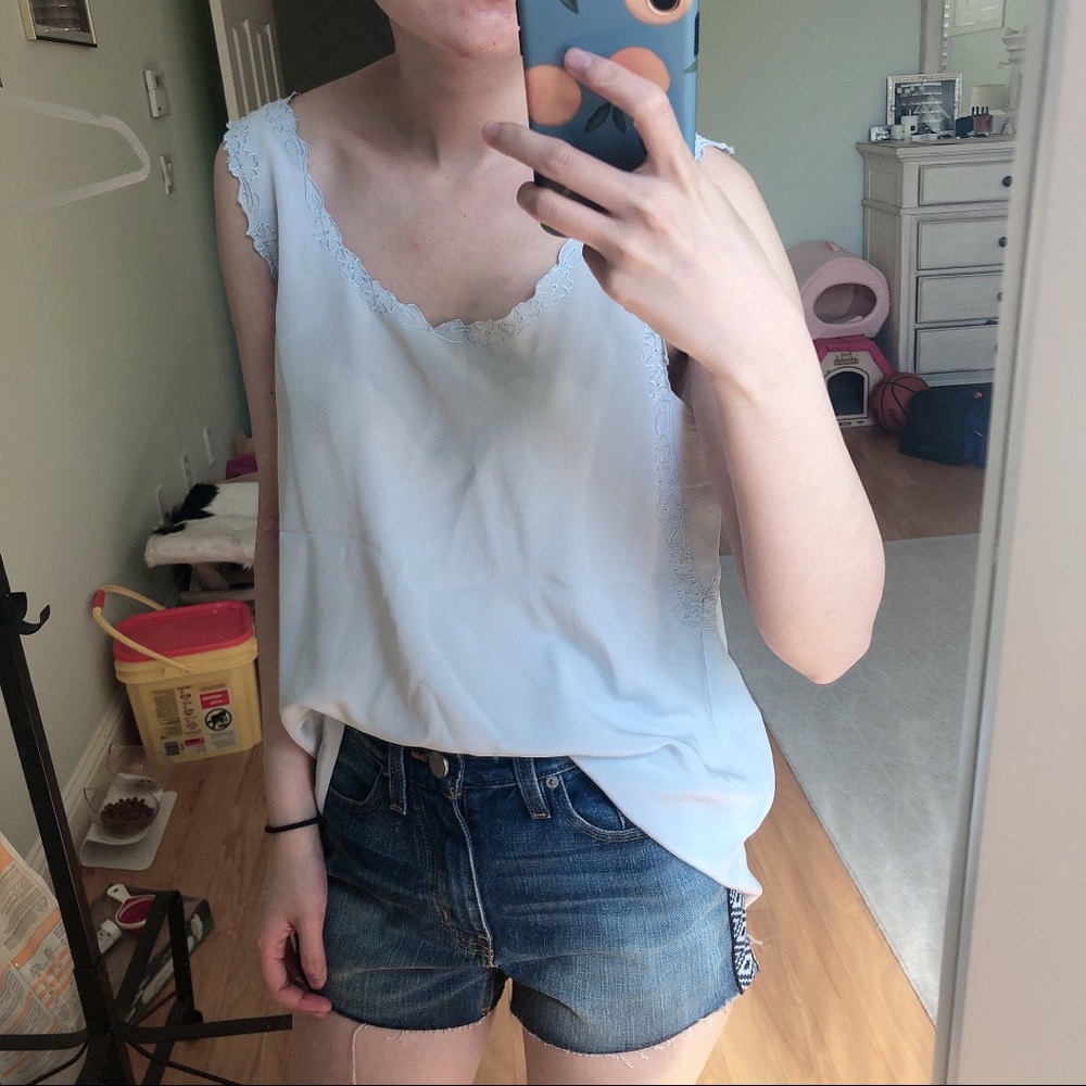 Club Monaco Baby Blue Silk Top